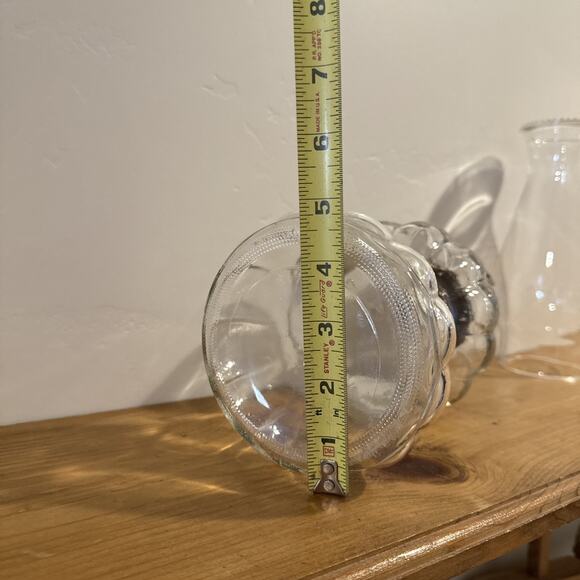 Vintage Oil Lamp Ribbed Glass Acorn Hurricane Pedestal 17” tall Scalloped MCM‎ - Picture 8 of 9